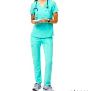 Figs limited edition Aqua! Small and extra small tall skinny scrub top and pants